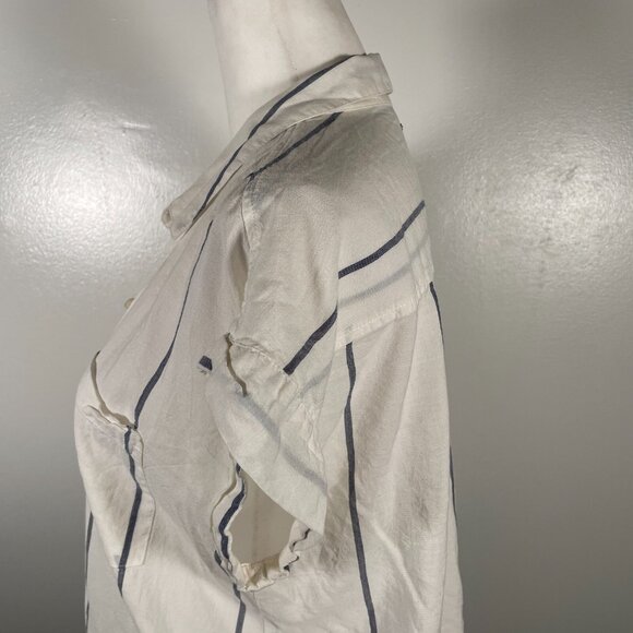 Lucky Brand Shirt Top Womens Small White Striped Cotton Collared Button Front - Picture 7 of 16